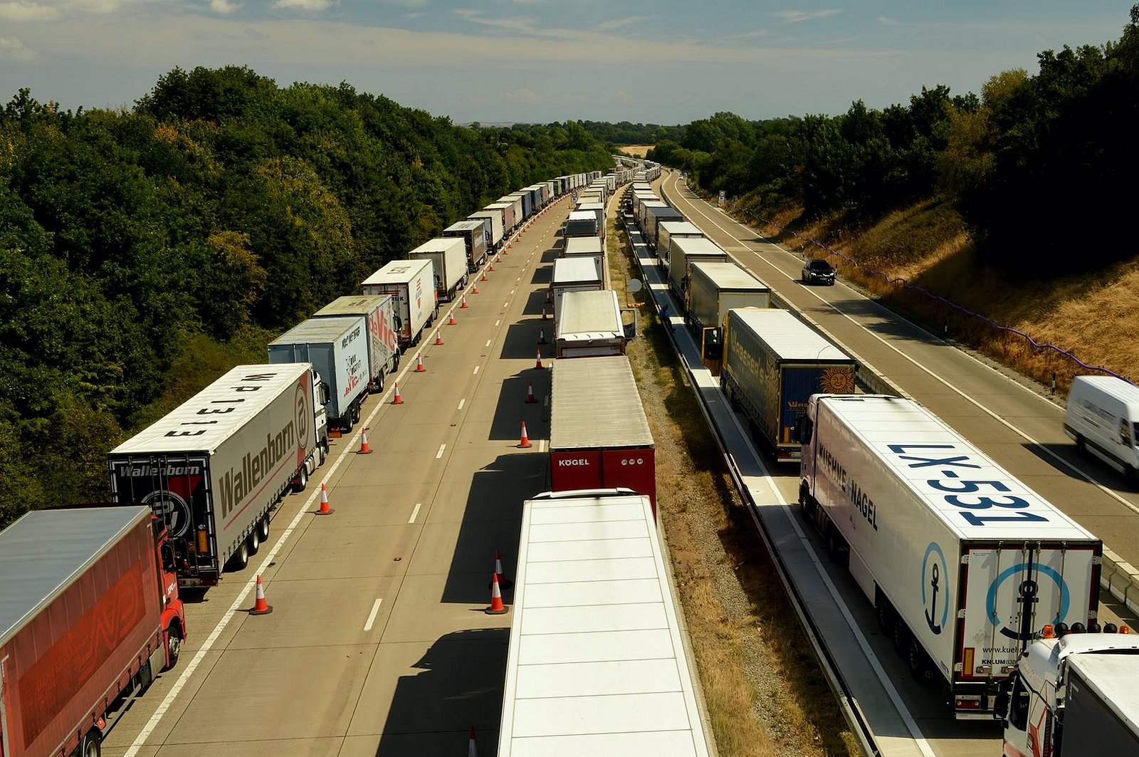 Lorries and cars on a UK motorway